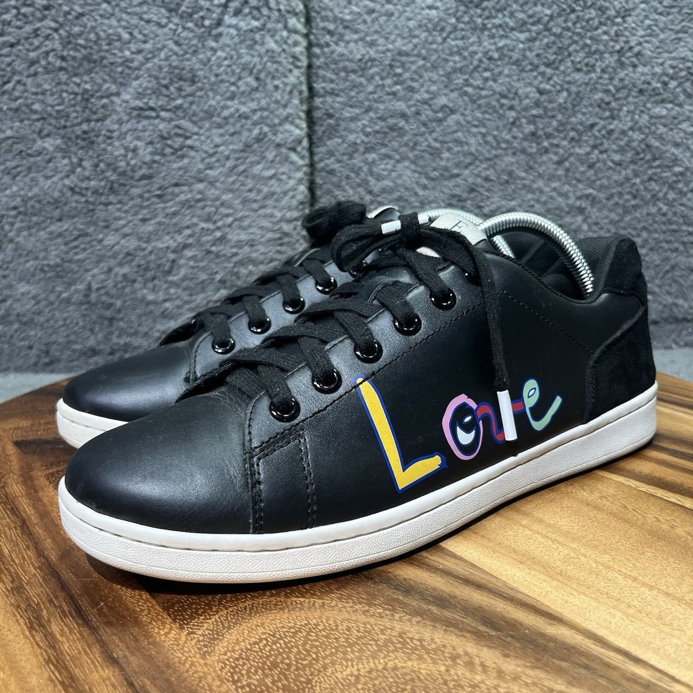 ED Ellen Degeneres "LOVE" Black Leather Sneaker‎ Shoes Womens US 11M EUR 43 - Picture 5 of 12